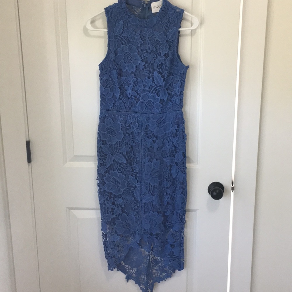 NWT Dee Dee blue lace high low midi